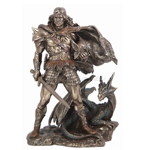 Viking Warrior And Dragon Statue Sculpture Figure - HOME DECOR 6944197113614  263364920578